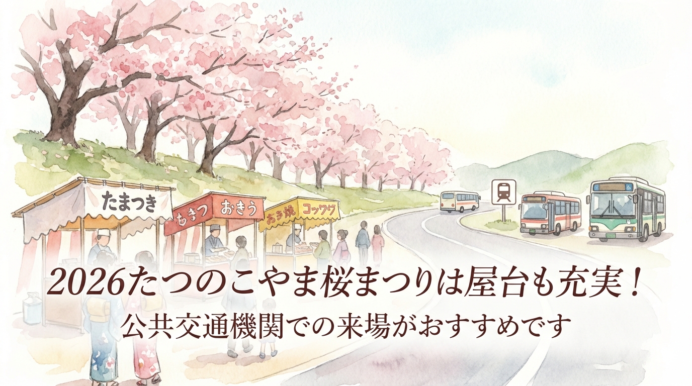 2026たつのこやま桜まつりは屋台も充実！公共交通機関での来場がおすすめです